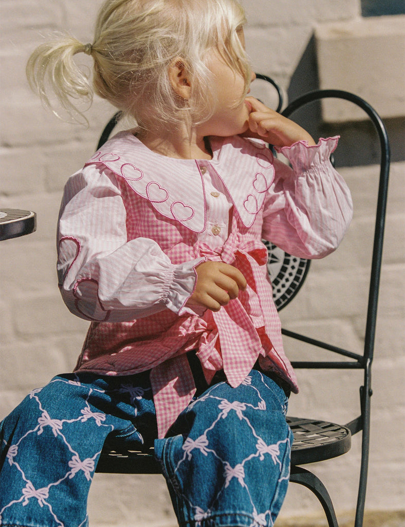 Image of Darling Blouse in Pink Stripes/Hearts