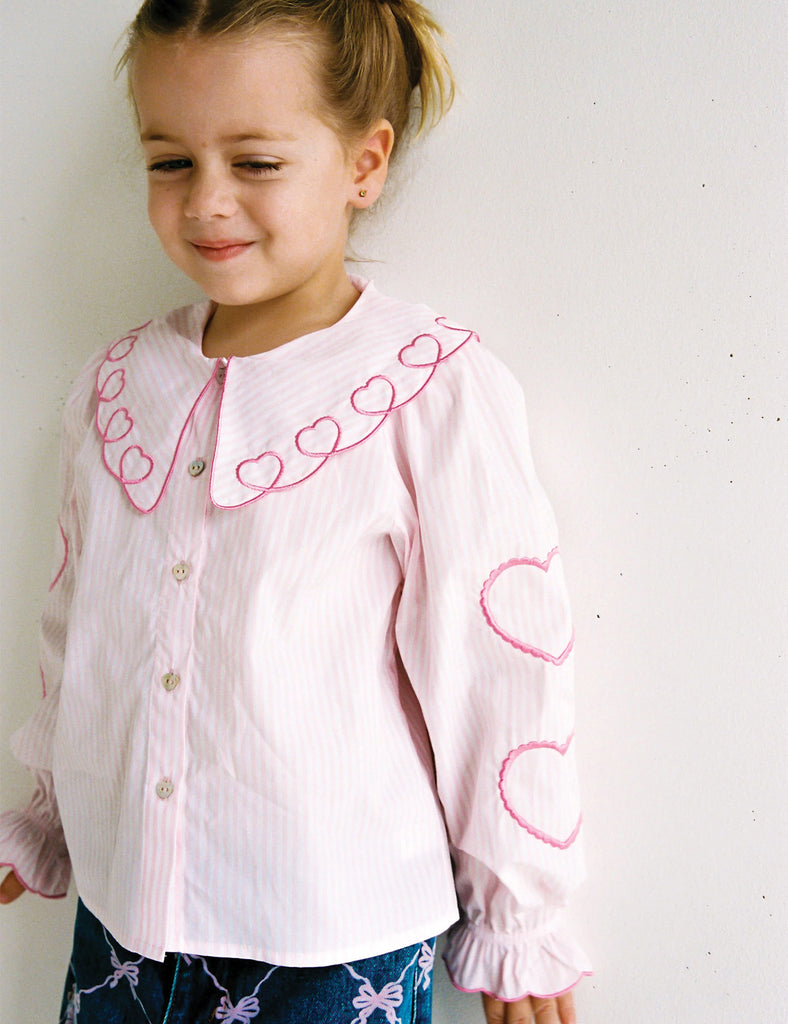 Image of Darling Blouse in Pink Stripes/Hearts