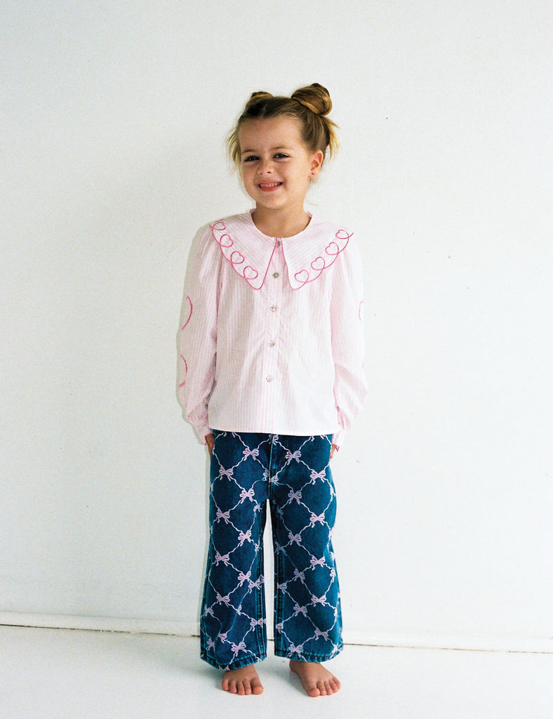 Image of Darling Blouse in Pink Stripes/Hearts