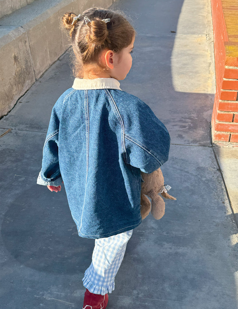image of denim barn jacket in medium wash