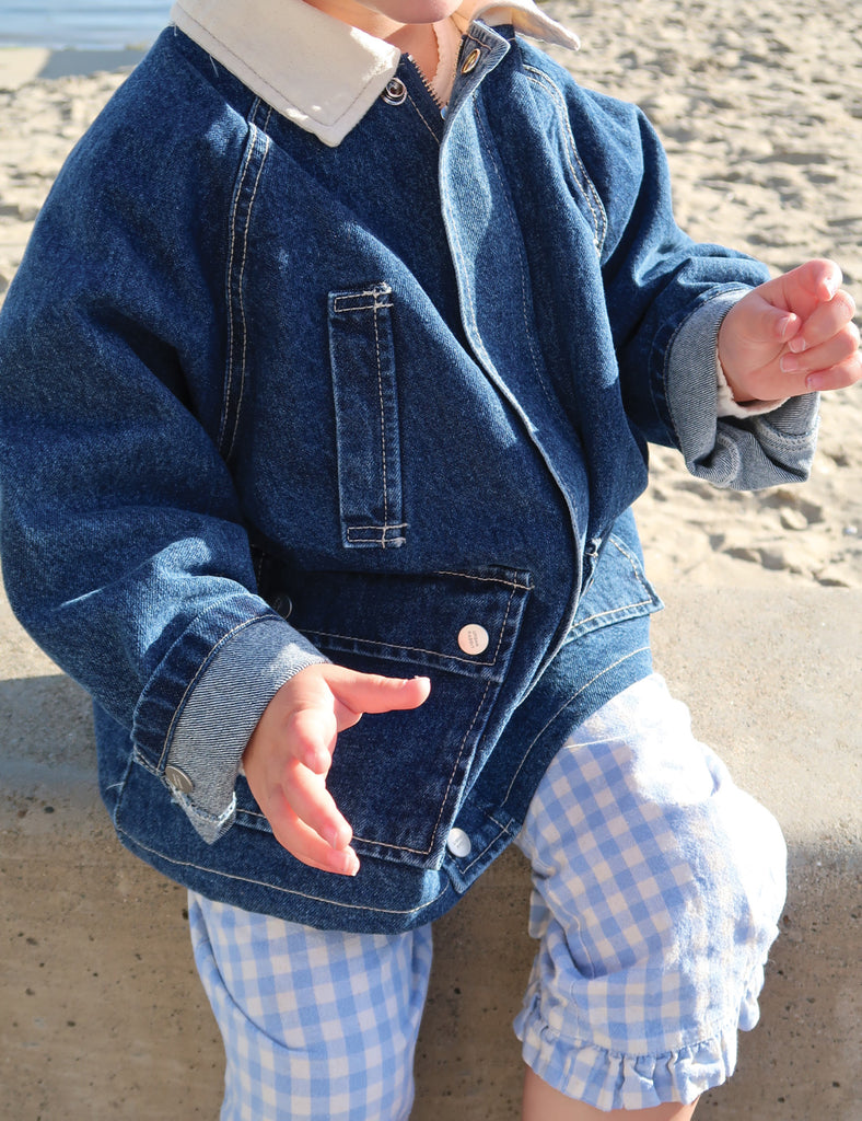 image of denim barn jacket in medium wash