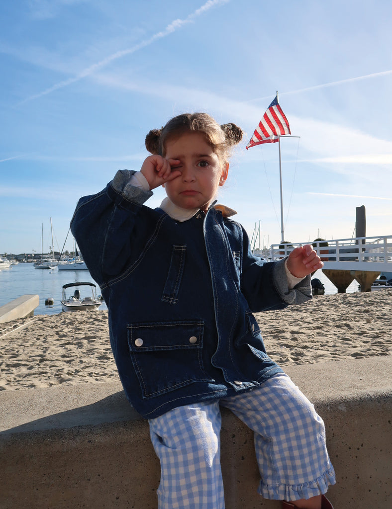 image of denim barn jacket in medium wash