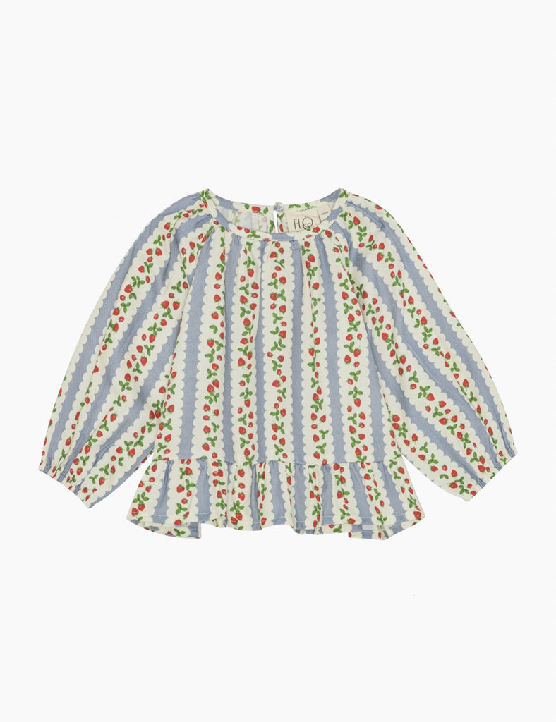 Striped blouse with floral pattern on a white background