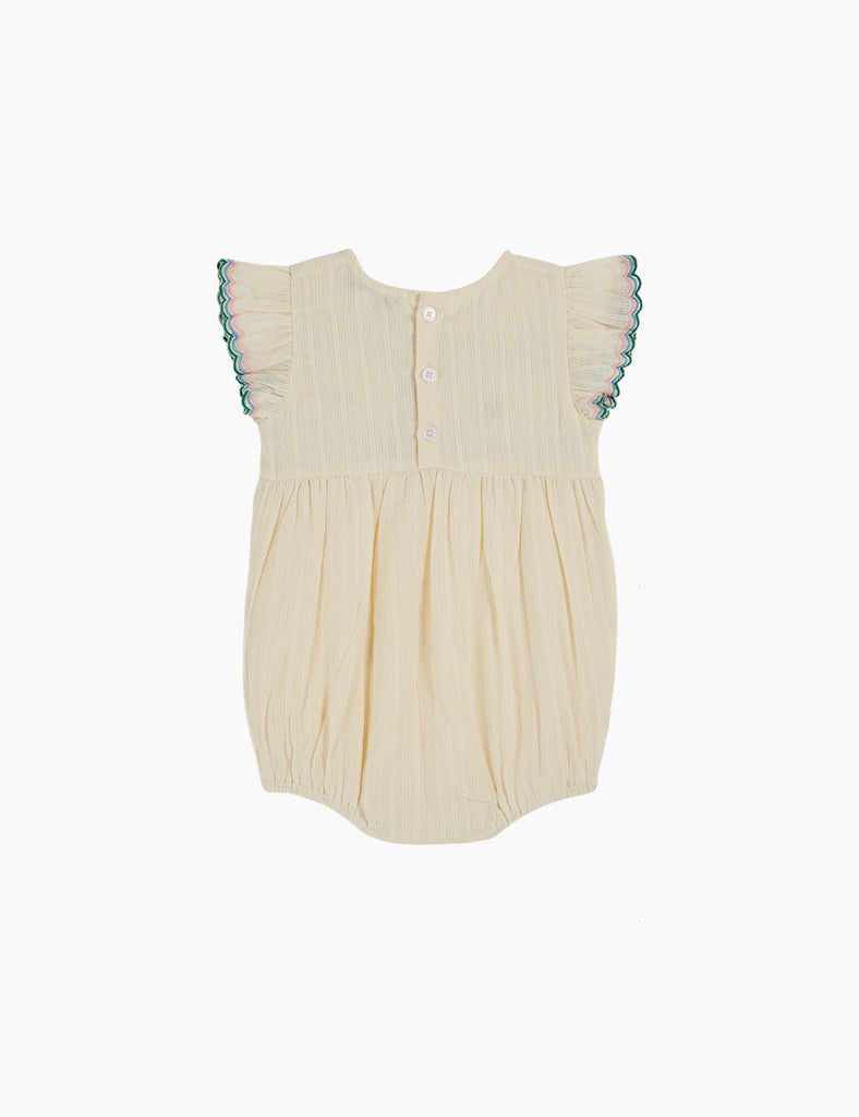 Image of Embroidered Romper in Ecru