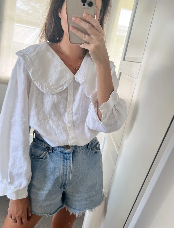 Emme Blouse in White Linen