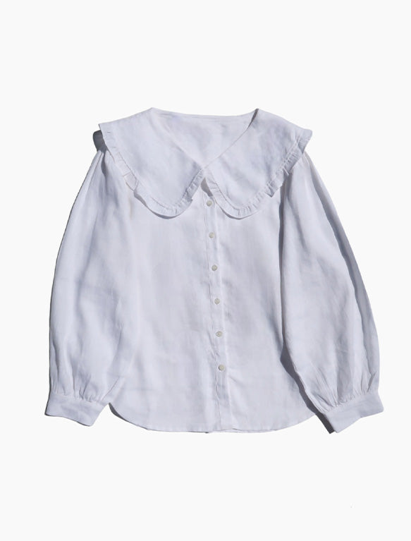 Image of Emme Blouse in White Linen