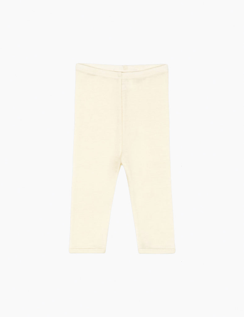 Cream wool leggings on a white background