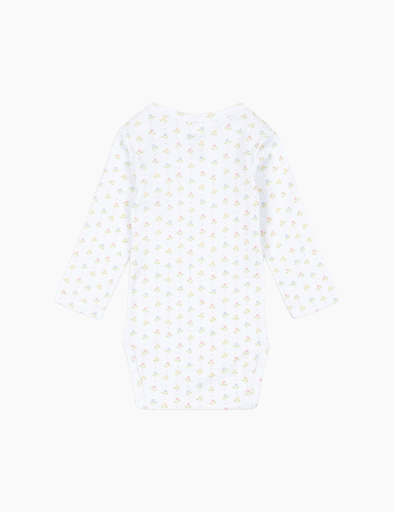 White long-sleeve shirt with small pattern on a white background