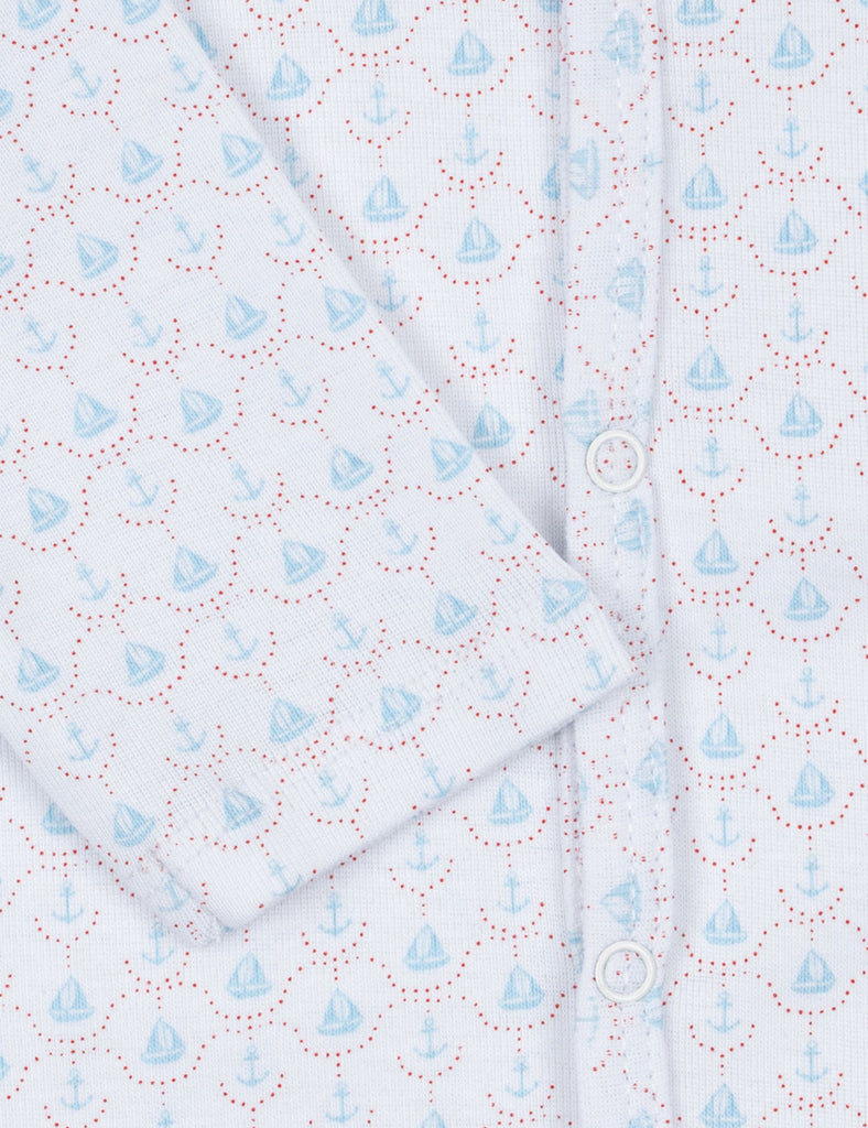 Light blue fabric with sailboat pattern