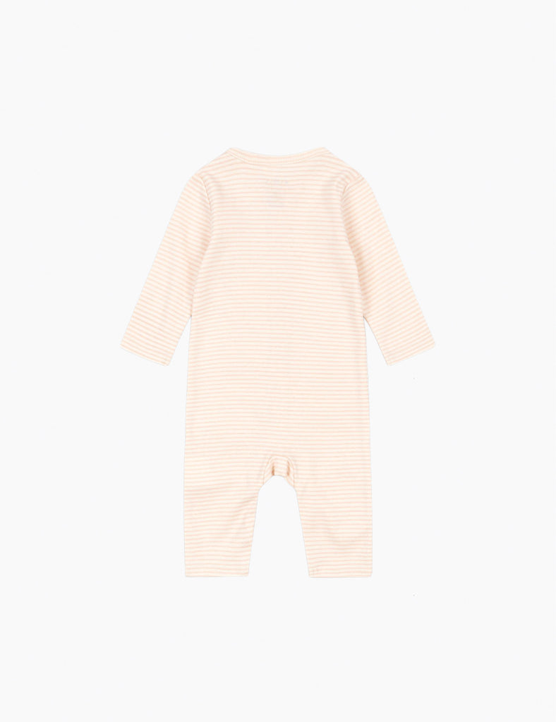 Striped baby romper on a white background