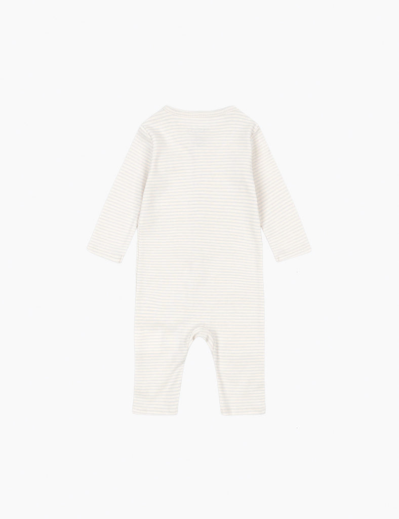 Striped baby romper on a white background