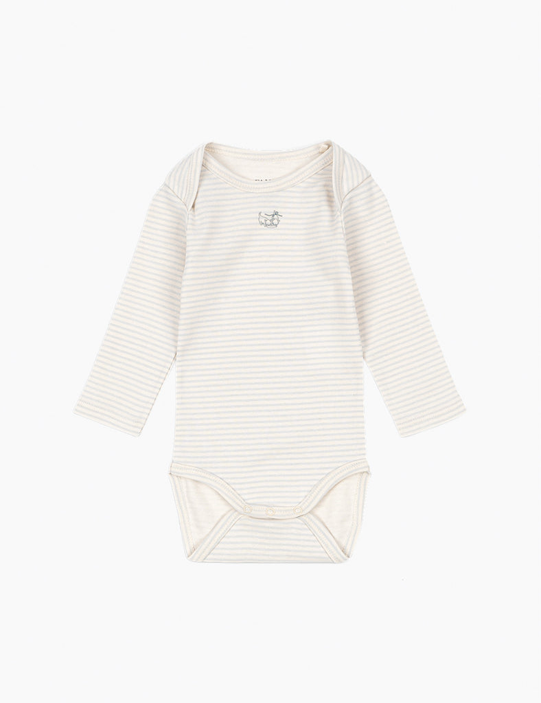 Striped baby onesie on a white background