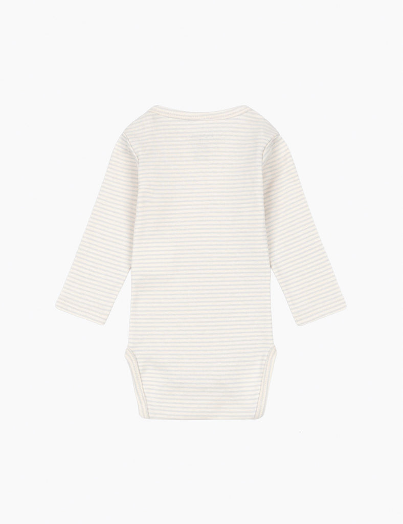 Striped baby onesie on a white background