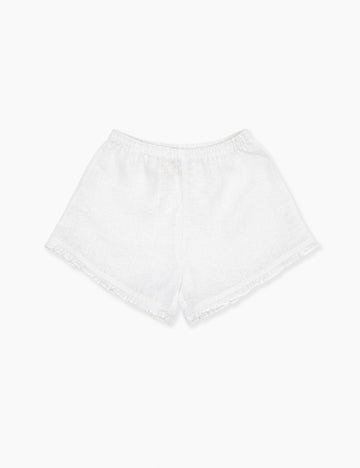 Image of Linen Frill Shorts in White Linen