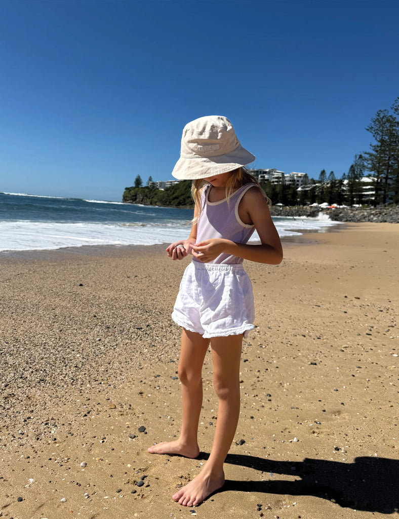 Image of Linen Frill Shorts in White Linen