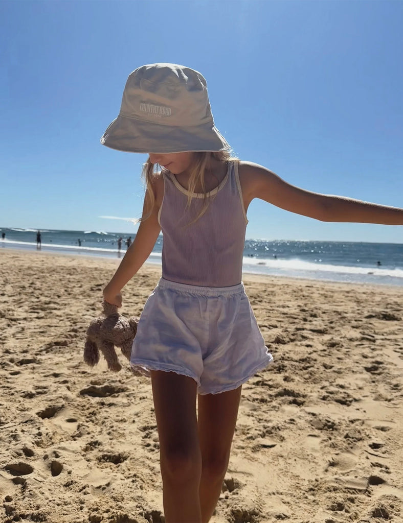 Image of Linen Frill Shorts in White Linen