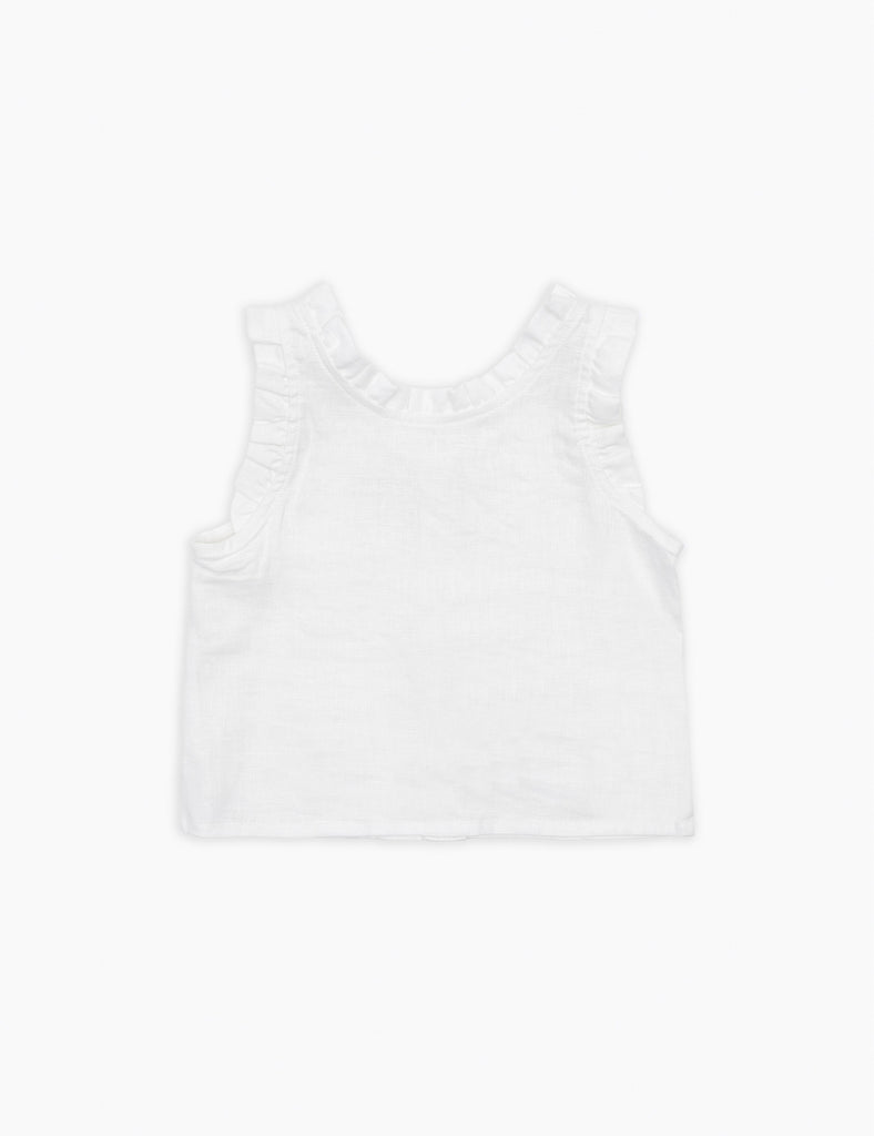 Image of Frill Single in White Linen