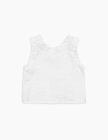 Image of Frill Single in White Linen