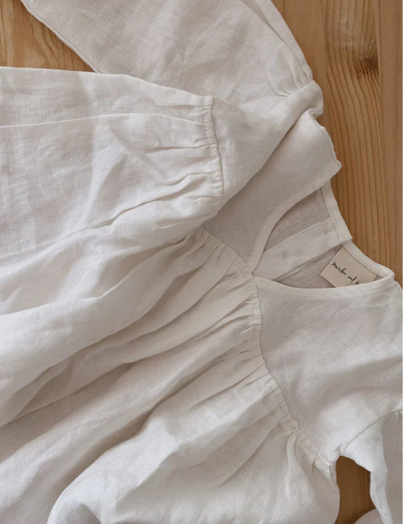 Image of Gia Dress in White Linen.
