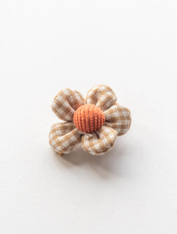 Gingham Flower Clip in Light Brown flat lay image.