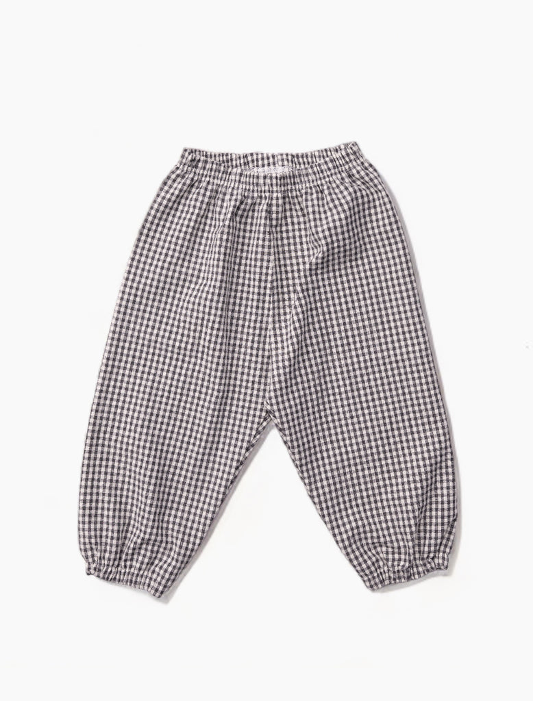 Image of Gingham Pull-On Pant in Black. 