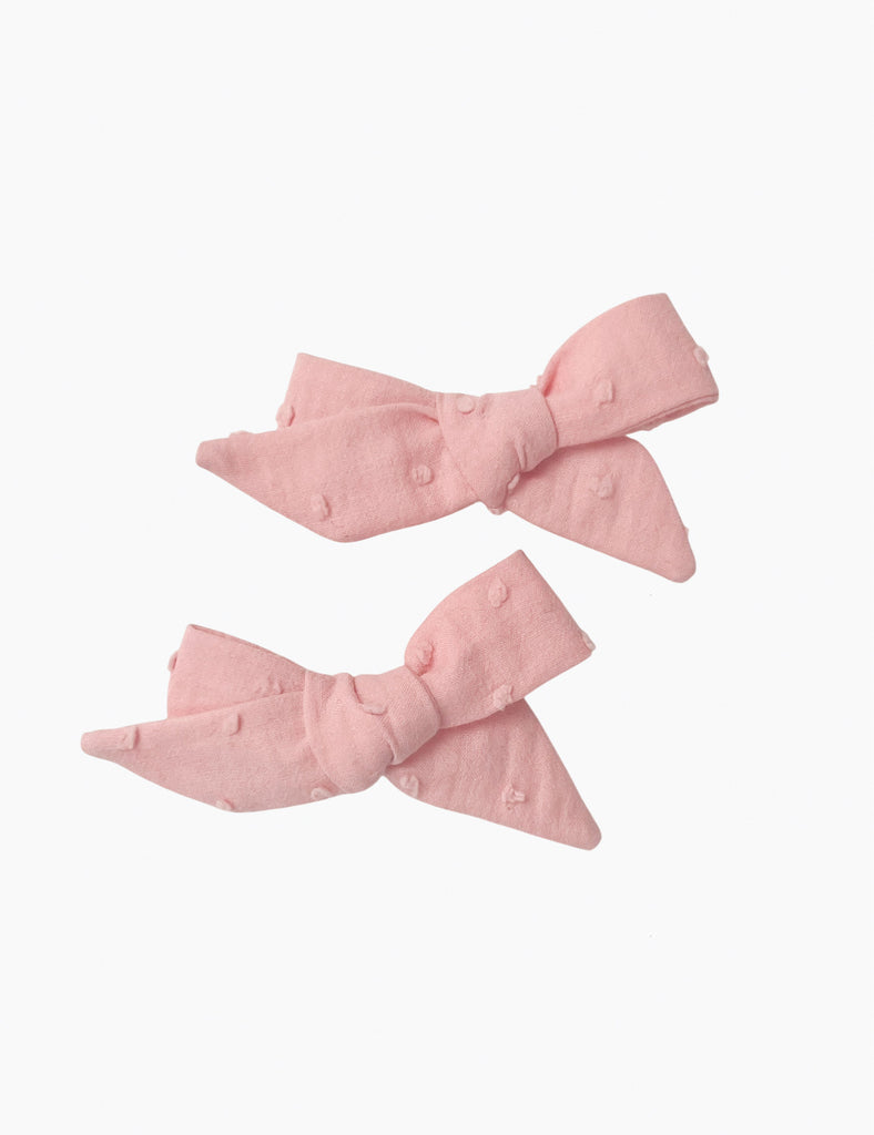 Image of Pig Tail Hair Bows in Swiss Dot Pink