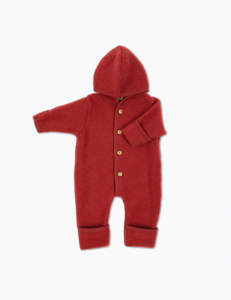 Image of Hooded Wool Fleece Overall in Jasper Melange.