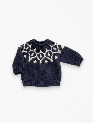 Icicle Pullover sweater in navy flat lay image.