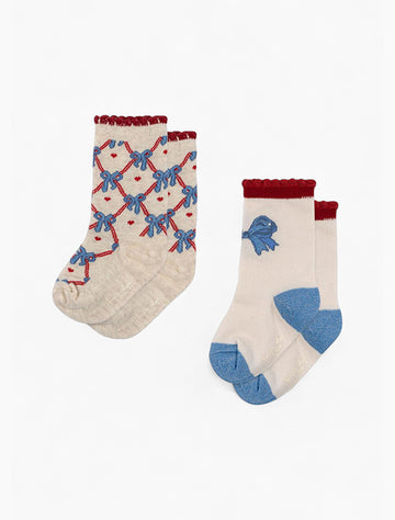 Image of Jacquard Bow Socks Pack of 2.