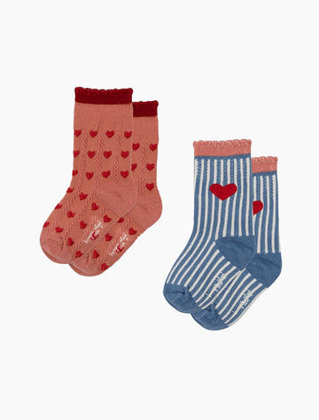 Image of Jacquard Heart Mix Socks Pack of 2.