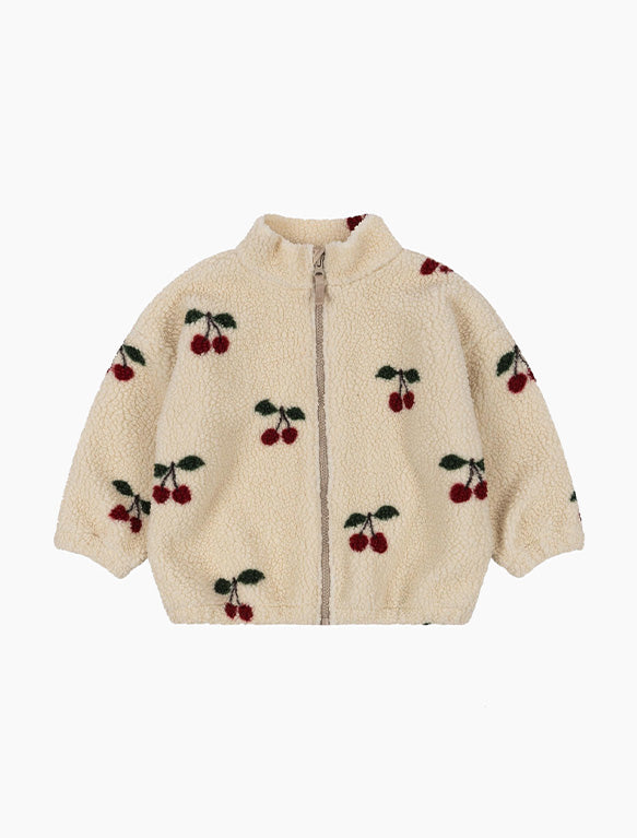 Image of Jody Teddy Fleece Jacket in Cherry.