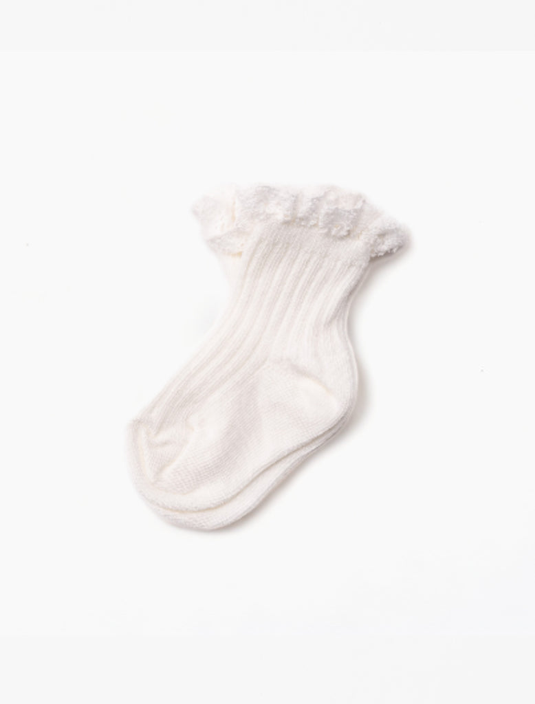 Julia Lace Socks in White flat lay image.