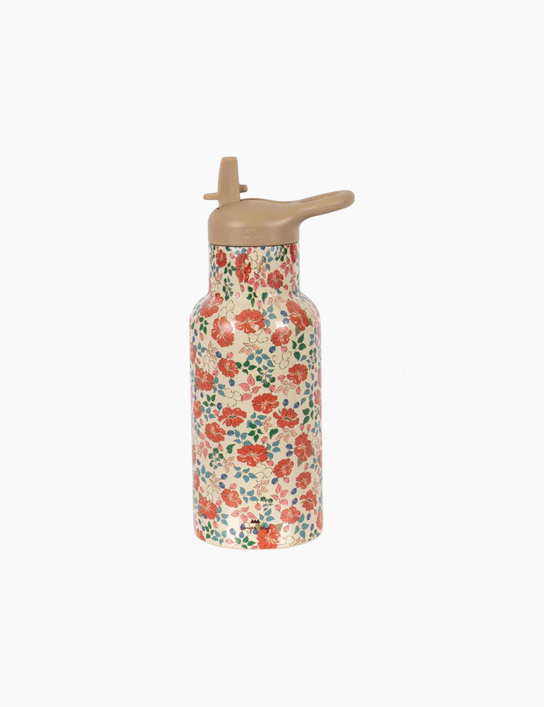 Image of a floral water bottle on a white background
