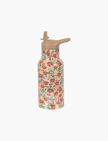 Image of a floral water bottle on a white background