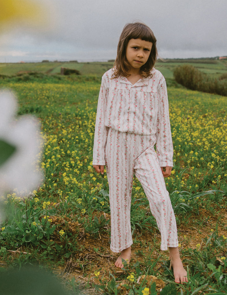 Kids Baggy Blouse PJ Set in Floral Stripe
