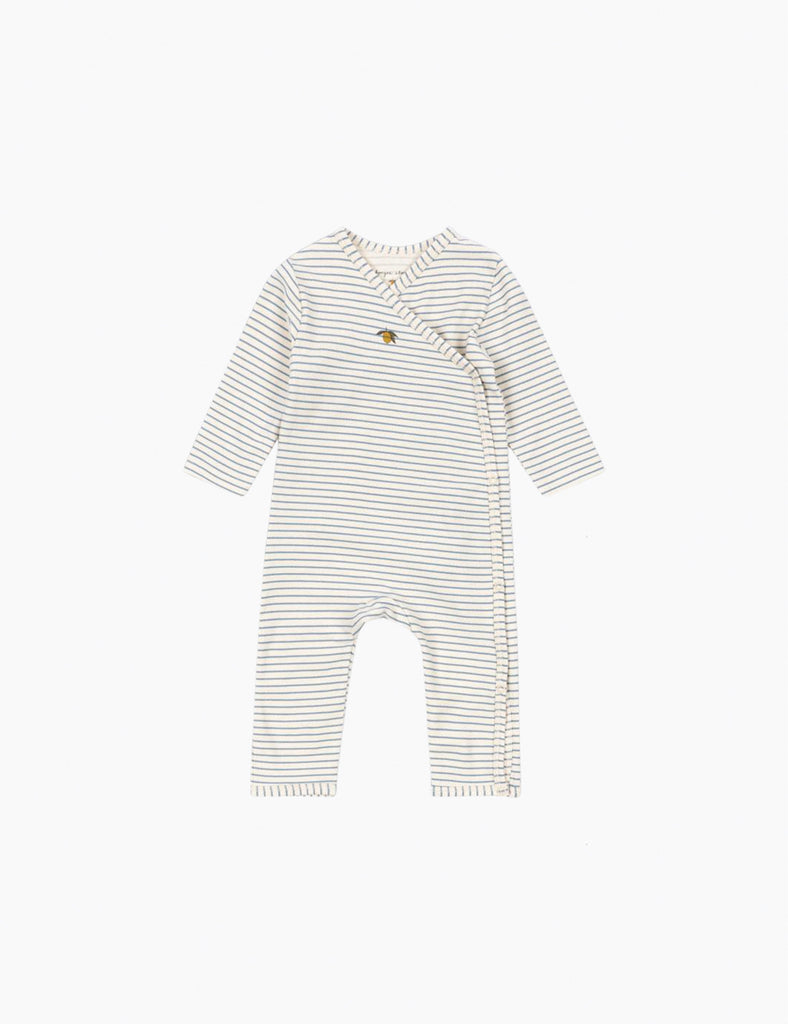Striped baby romper on a white background