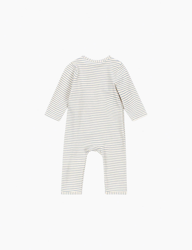 Striped baby romper on a white background