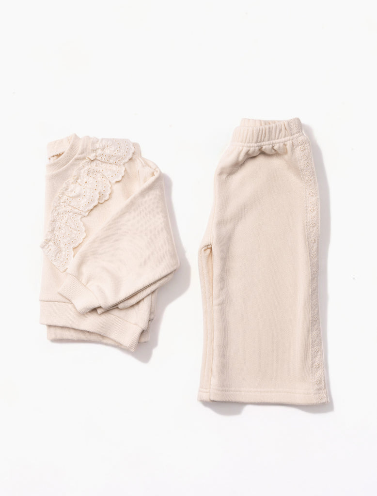 Image of Lace Sweatpant in Cream.