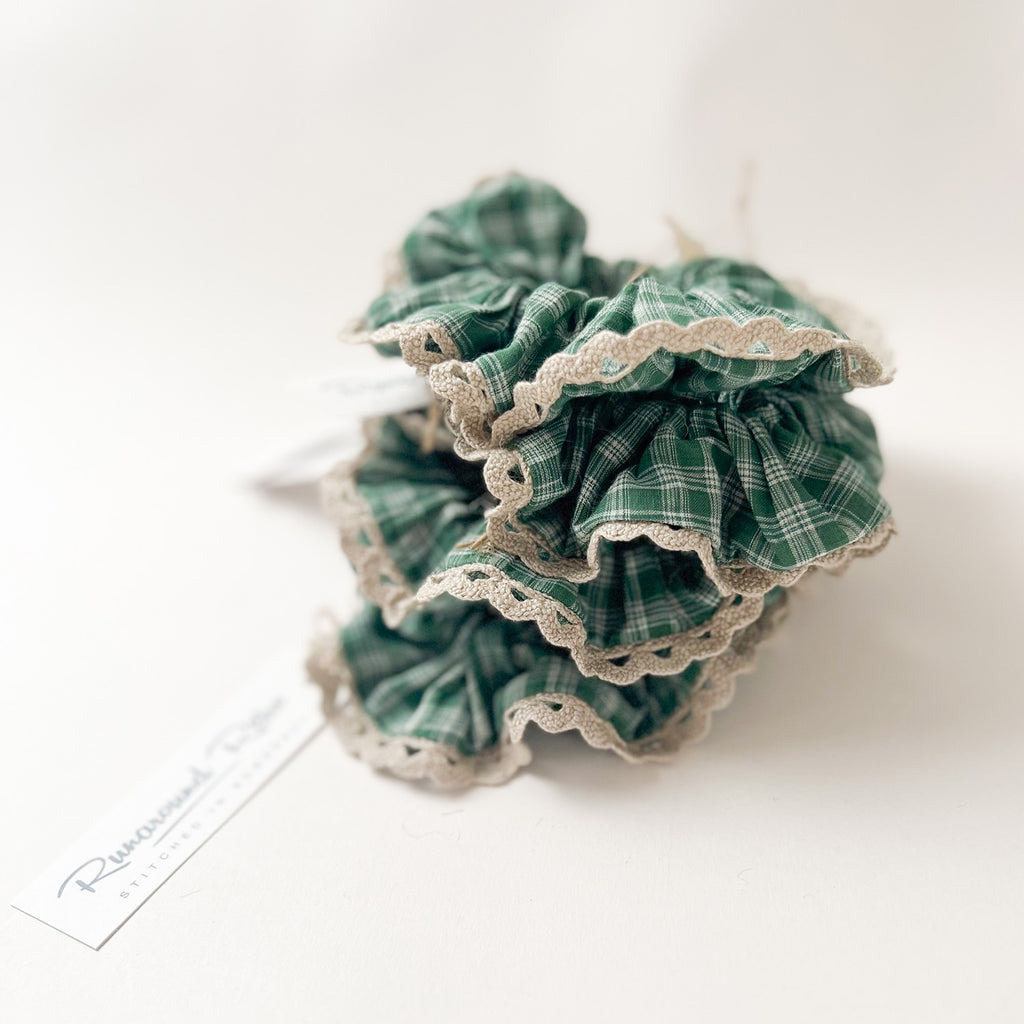 Image of Lace Scrunchie in Rooster Plaid.