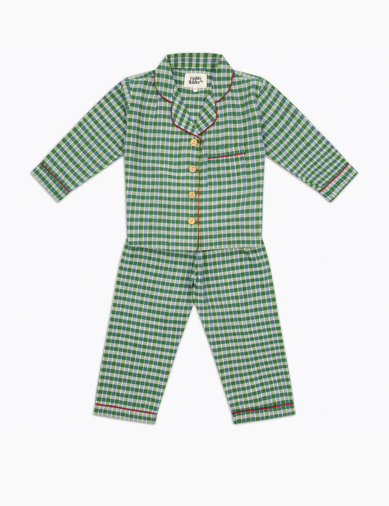 Image of the Lennon Set in Green Check.