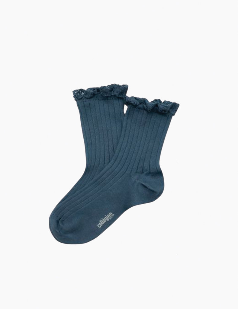 image of lili lace sock in blue cendre