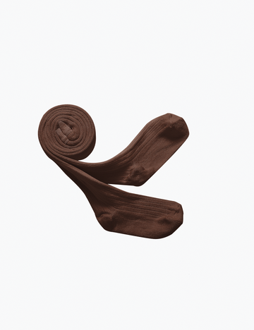 Image of Louise Ribbed Tights in Chocolate