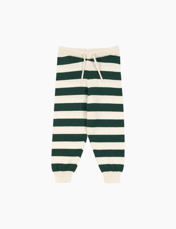 Green and white striped pants on a white background