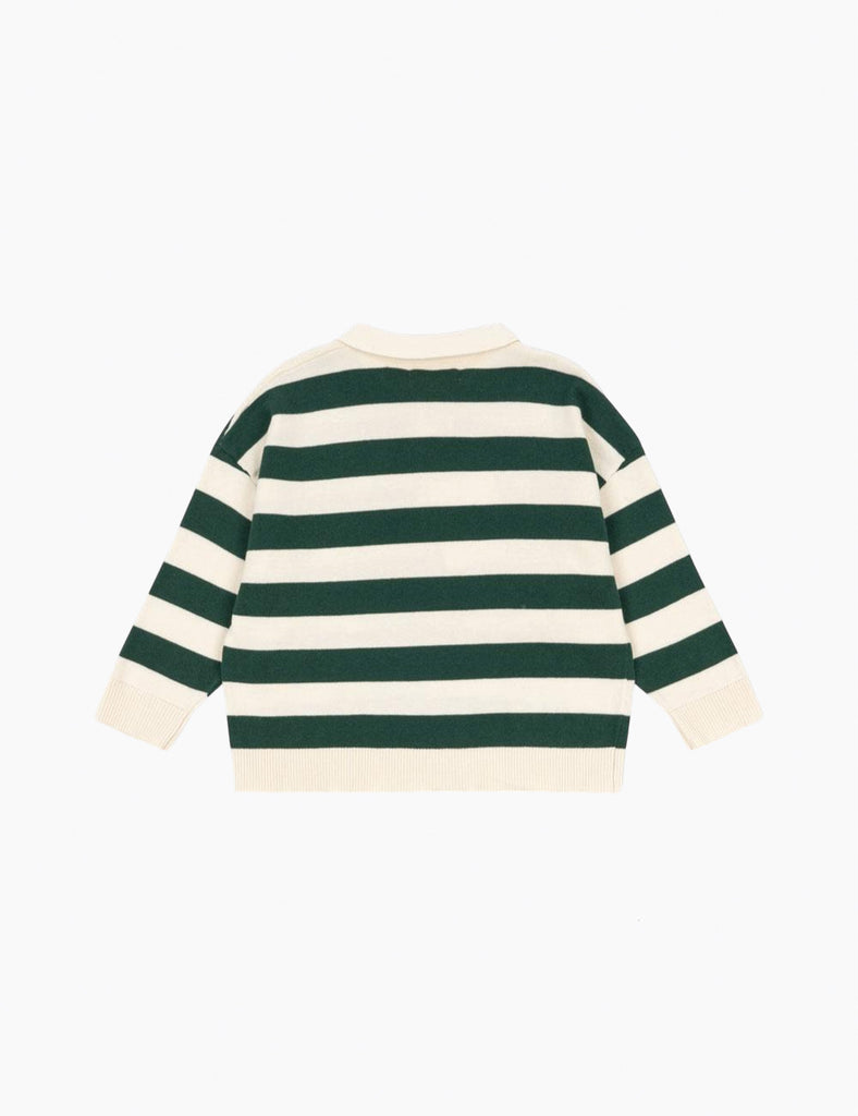 Green and white striped sweater on a white background