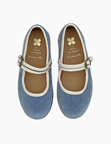 Image of Hermosilla Mary Jane Flat in Blue Jeans
