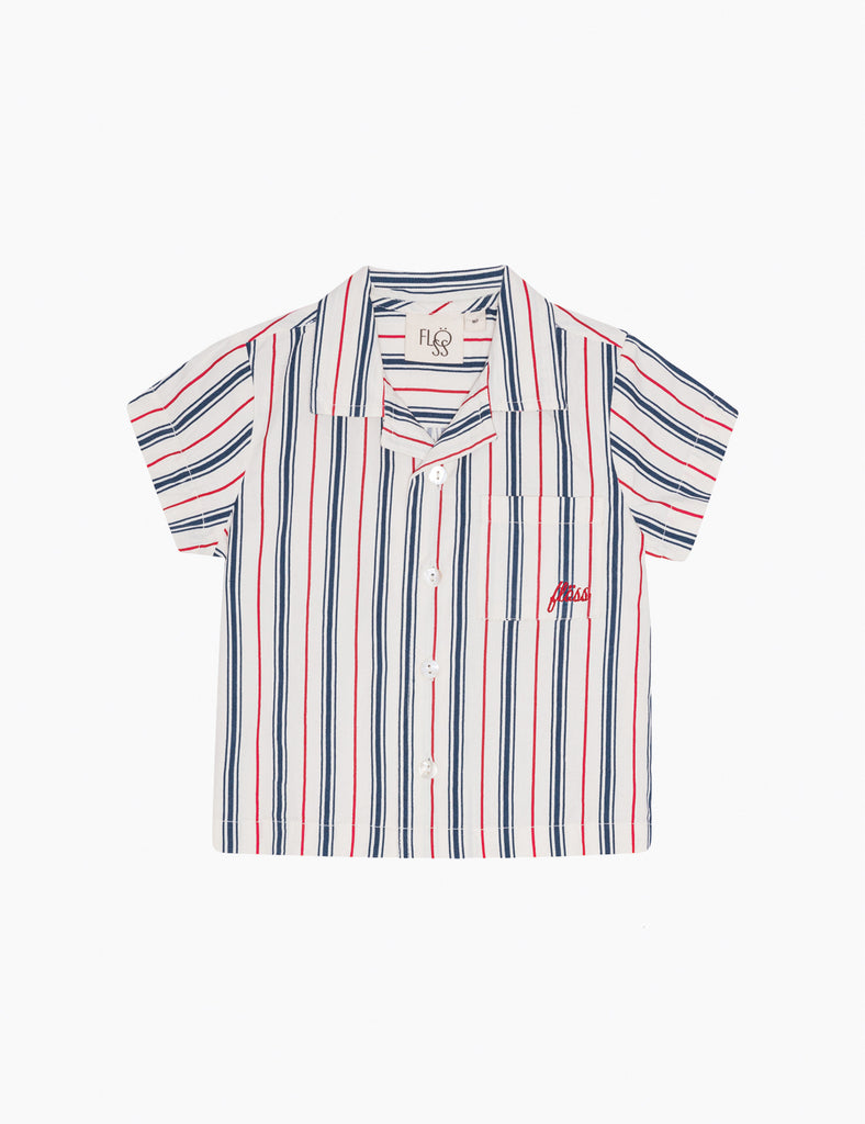 Image of miles shirt in red/blue stripe