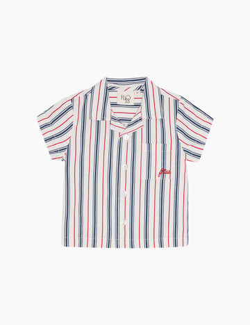 Image of miles shirt in red/blue stripe