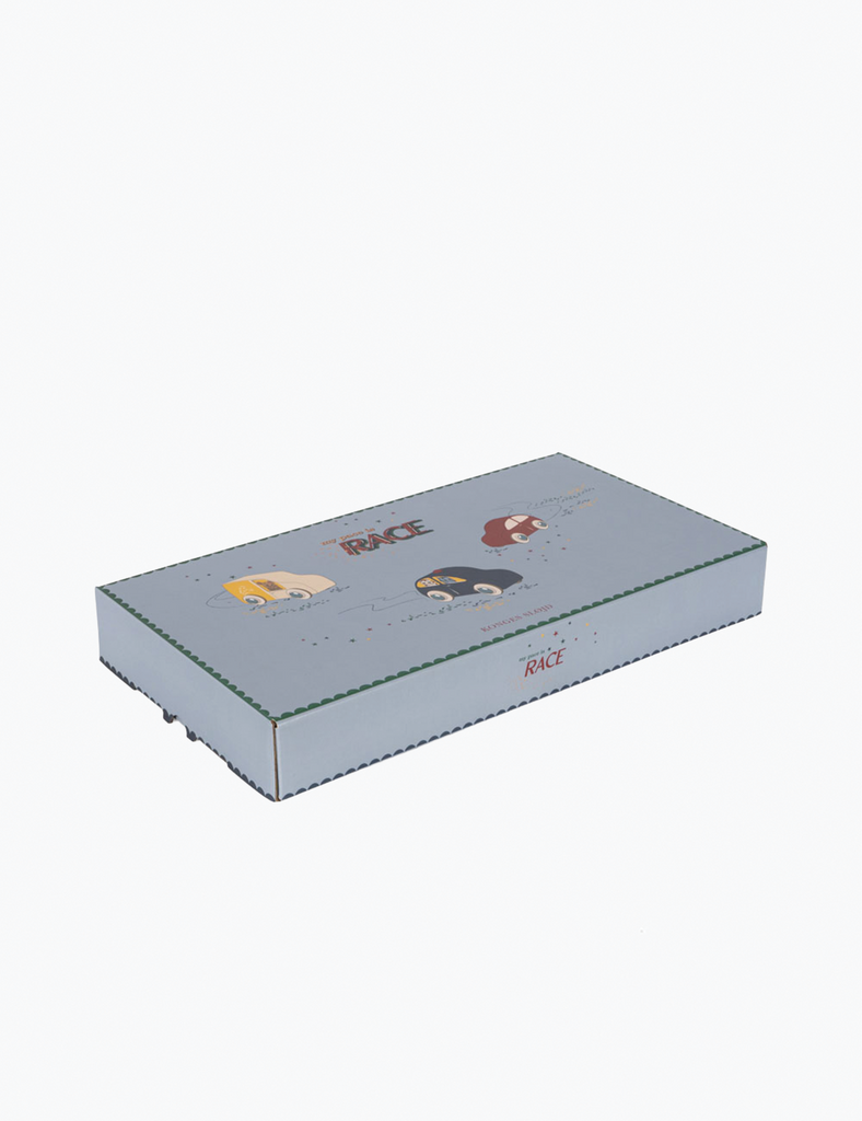 Rectangular box with cartoon dog illustrations on a white background
