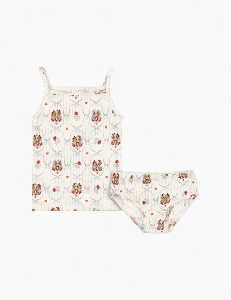 Puppy printed underwear set on a white background