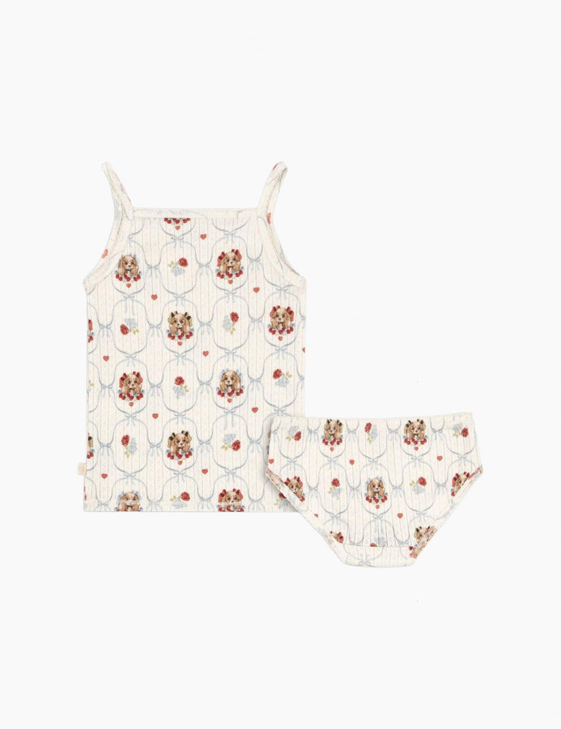 Puppy printed underwear set on a white background